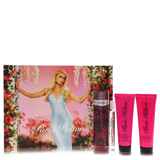 Paris Hilton Gift Set - 3.4 oz Eau De Parfum Spray + 3 oz Body Lotion + 3 oz Shower Gel + .34 oz  Mini EDP Spray by Paris Hilton --