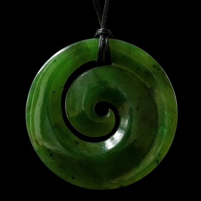 Small Pounamu Koru, handcrafted jade pendant 40mm