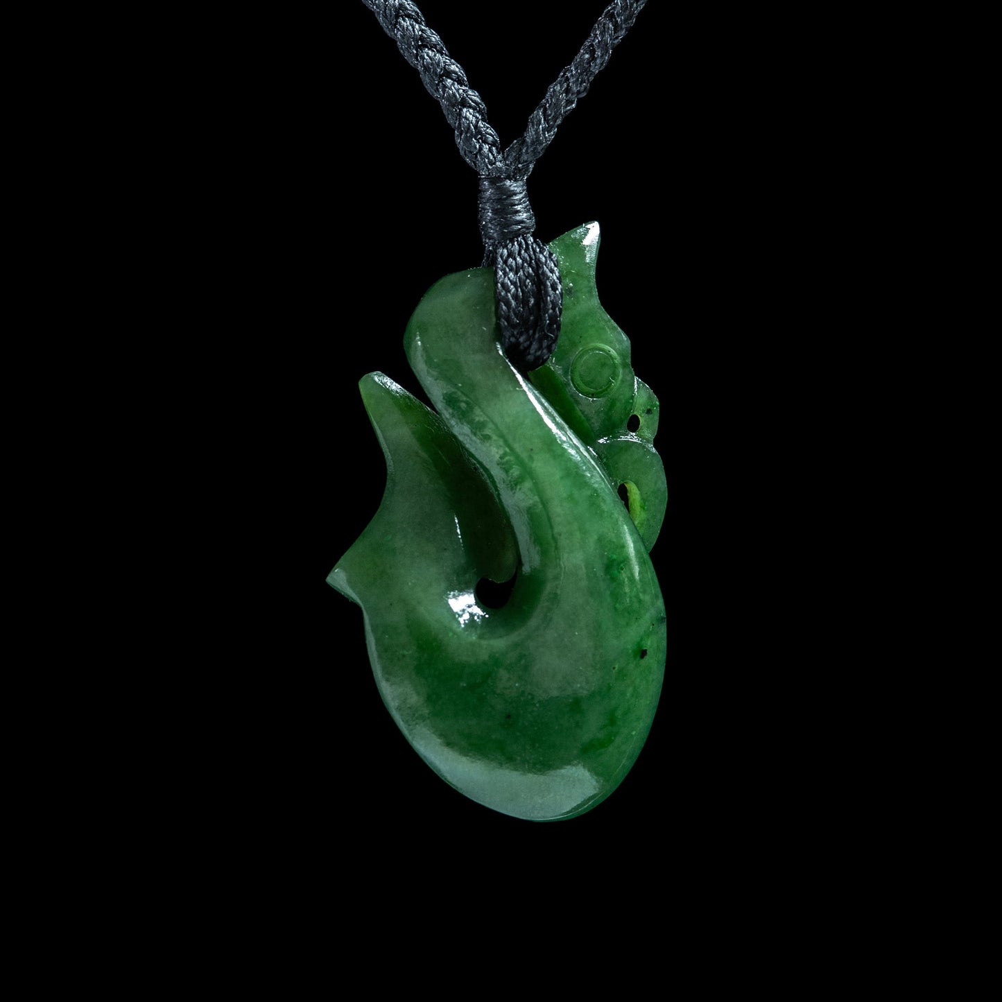 small Matau-Manaia hook, hand-crafted Jade Pendant Necklace