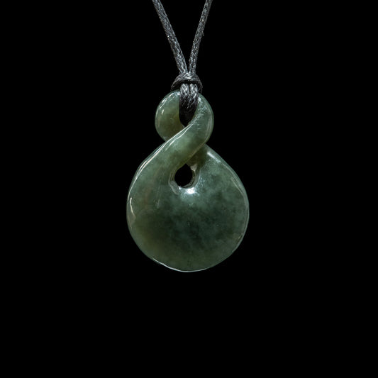 Small Jade Pikorua Twist, hand-crafted Pendant Necklace