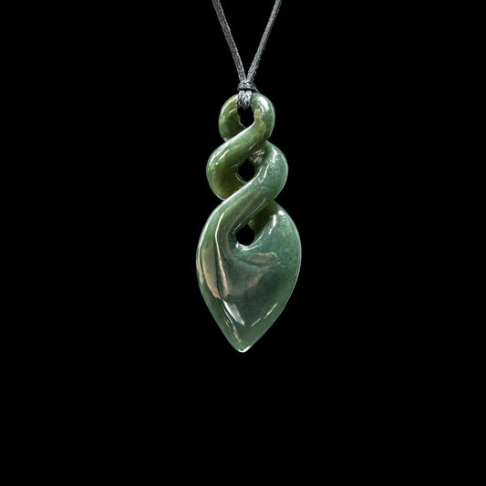 Pikorua double twist pointed, hand-crafted Jade Pendant Necklace