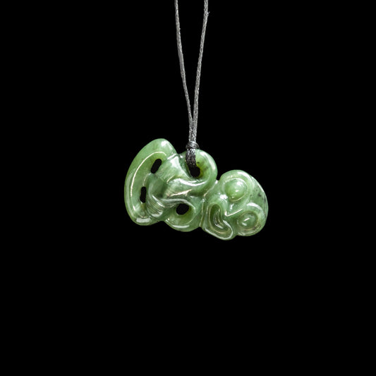 Tiny Jade Hei Tiki, hand-crafted pendant Necklace