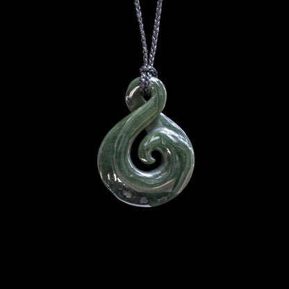 Jade handcrafted Pikorua twist Pendant with Koru Necklace