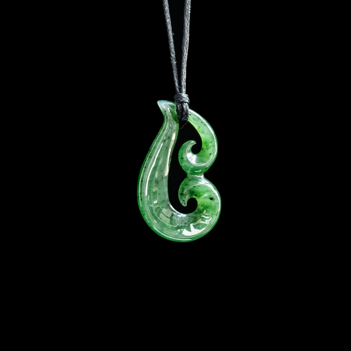 small Double Koru, hand-crafted jade pendant