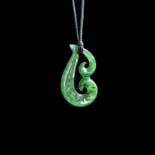 small Double Koru, hand-crafted jade pendant