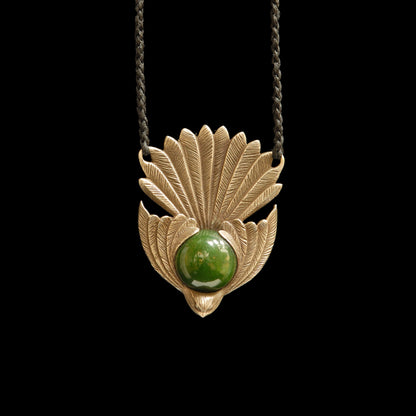 Silver and Jade Piwakawaka bird pendant by Madelyne Gourdin Necklace