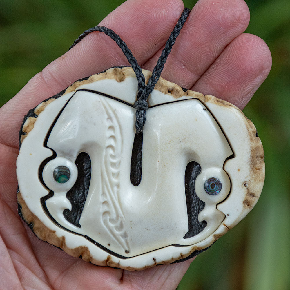 Large Deer Antler Pekapeka Pendant