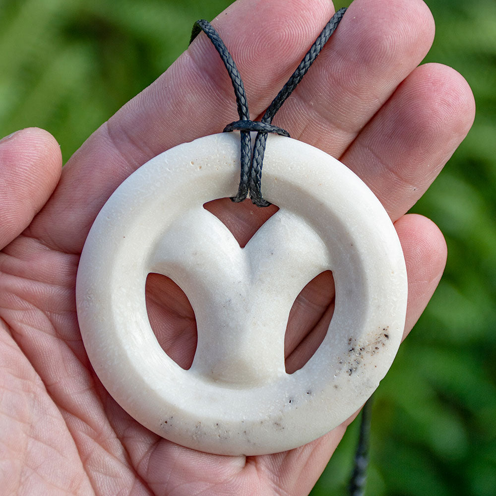 Large Deer Antler Aries Zodiac Emblem with Display Crown Pendant