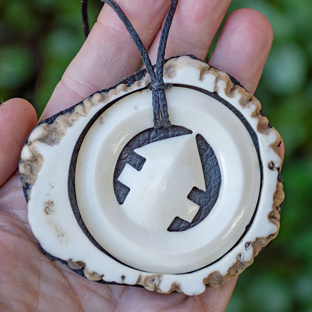 Large Deer Antler Sagittarius Zodiac Emblem with Display Crown Pendant