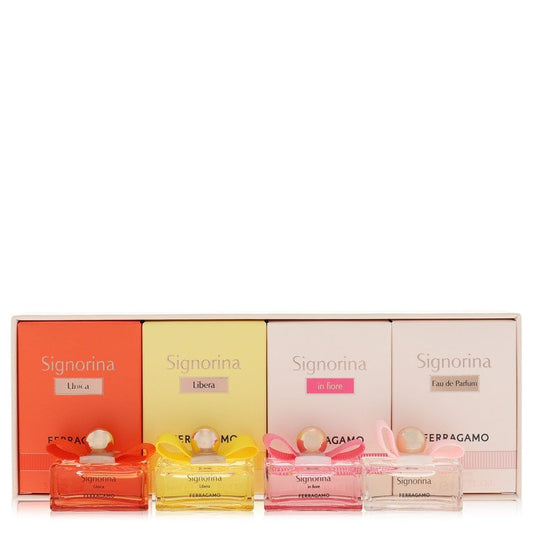Signorina Gift Set - Signorina, Siginorina in Fiore, Signorina Libera, Signorina Unica each in 0.17 oz EDP size by Salvatore Ferragamo --