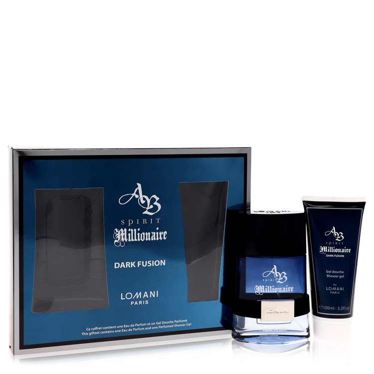 Spirit Millionaire Dark Fusion Gift Set - 3.3 oz Eau De Parfum Spray + 3.3 oz Shower Gel by Lomani --