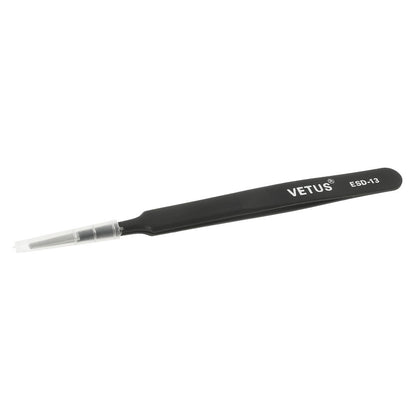 VETUS ESD-13 Anti-Static Stainless Steel Flat and Round Tweezer Repair Tool, Length: 120mm
