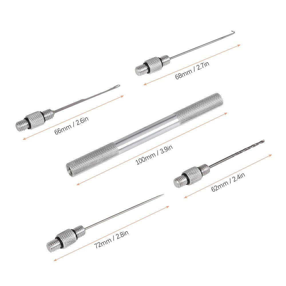 Fishing Baiting Needle Set 5-in-1 Aluminum Alloy Carp Fishing Rigging Needle Stringer Drill Hooks Fishing Bait Needle Tool