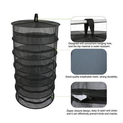 Folding Dry Rack Hanging Basket Drying Net Dryer for Herbs Flowers Buds Plants
