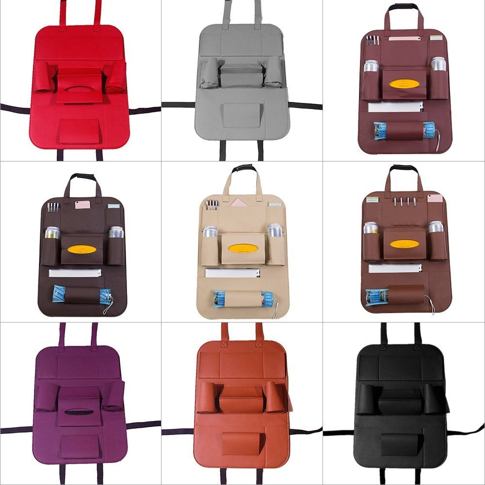 PU Leather Car Seat Back Organizer Backseat Storage Box