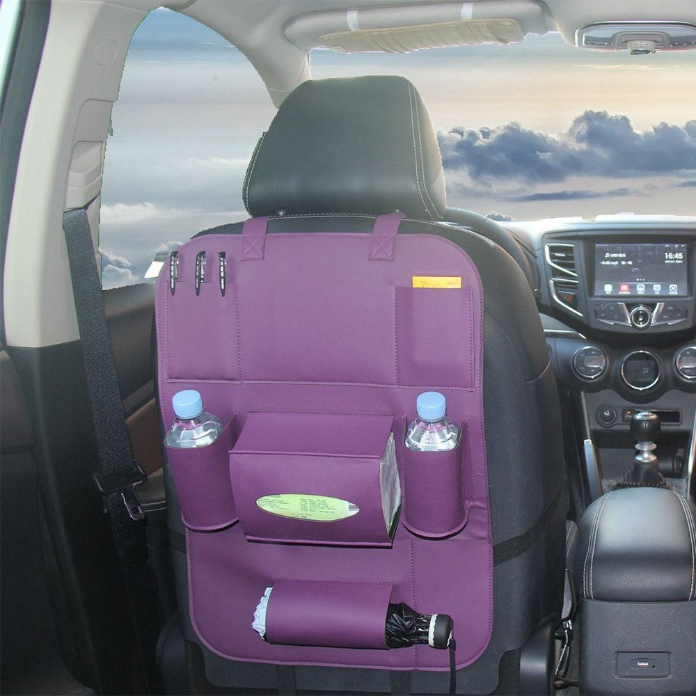 PU Leather Car Seat Back Organizer Backseat Storage Box