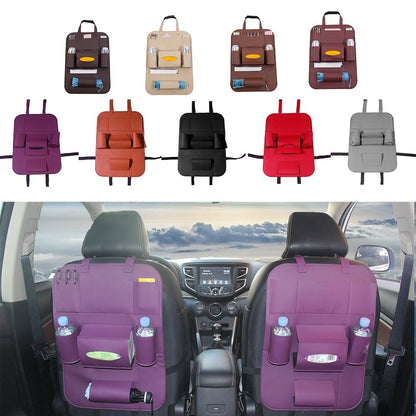 PU Leather Car Seat Back Organizer Backseat Storage Box