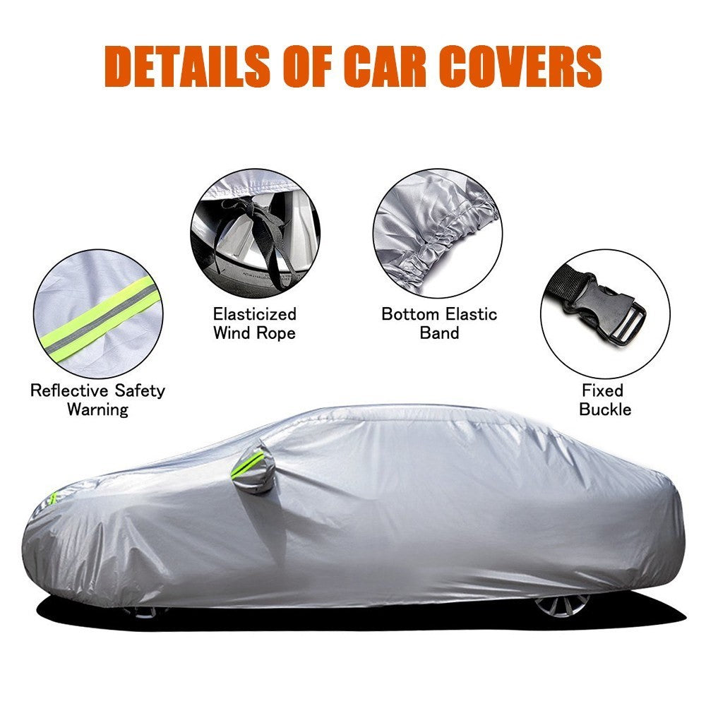 Car Cover Full Sedan Covers with Reflective Strip Sunscreen Protection Dustproof