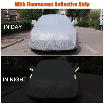 Car Cover Full Sedan Covers with Reflective Strip Sunscreen Protection Dustproof