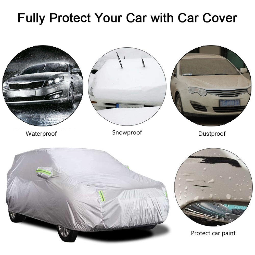 Car Cover Full Sedan Covers with Reflective Strip Sunscreen Protection Dustproof