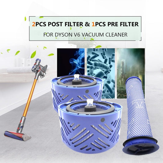2pcs Post Filter & 1pcs Pre Filter HEPA Motor Filter Replacement for Dyson V6 Vacuum Cleaner