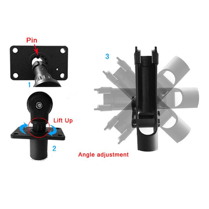 Adjustable Fishing Rod Rack Holder 360 Degrees Rotating Kayak Rail Boat Fishing Pole Support Tool