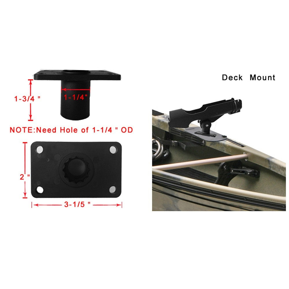 Adjustable Fishing Rod Rack Holder 360 Degrees Rotating Kayak Rail Boat Fishing Pole Support Tool