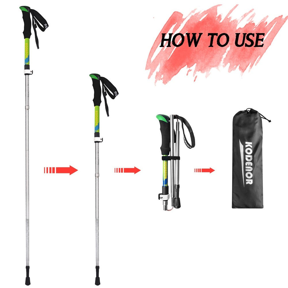 KODENOR 2 PCS Collapsible Trekking Pole Set For Trekking Camping Traveling Climbing Short Style
