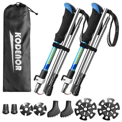 KODENOR 2 PCS Collapsible Trekking Pole Set For Trekking Camping Traveling Climbing Short Style