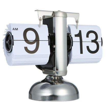Flip Desk Clock Quiet Small Scale Table Clock Retro Style Digital Display Gear Operated Home Office Decor Quartz Clock