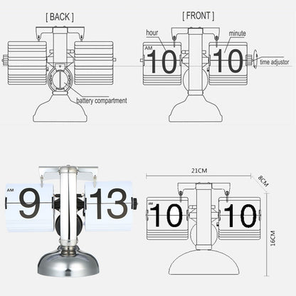Flip Desk Clock Quiet Small Scale Table Clock Retro Style Digital Display Gear Operated Home Office Decor Quartz Clock