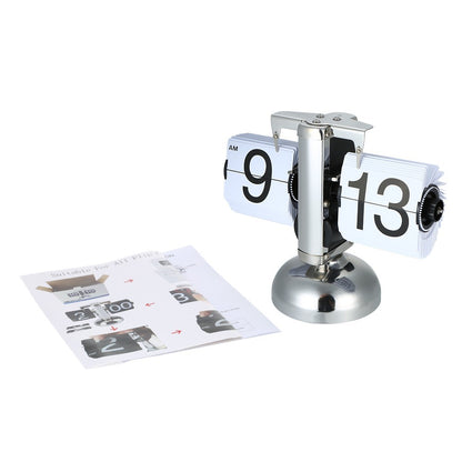 Flip Desk Clock Quiet Small Scale Table Clock Retro Style Digital Display Gear Operated Home Office Decor Quartz Clock