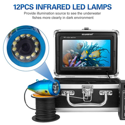 7 Inch 1200TVL For Ice Sea Underwater Fishing Camera Fish Finder with LED Lamps