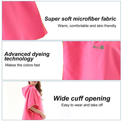 Surf Poncho Skin-Friendly Beach Poncho for Adults Changing Towel Quick-Dry Robe with Hood Microfiber Beach Blanket Bath Towel Swim Towel Wetsuit