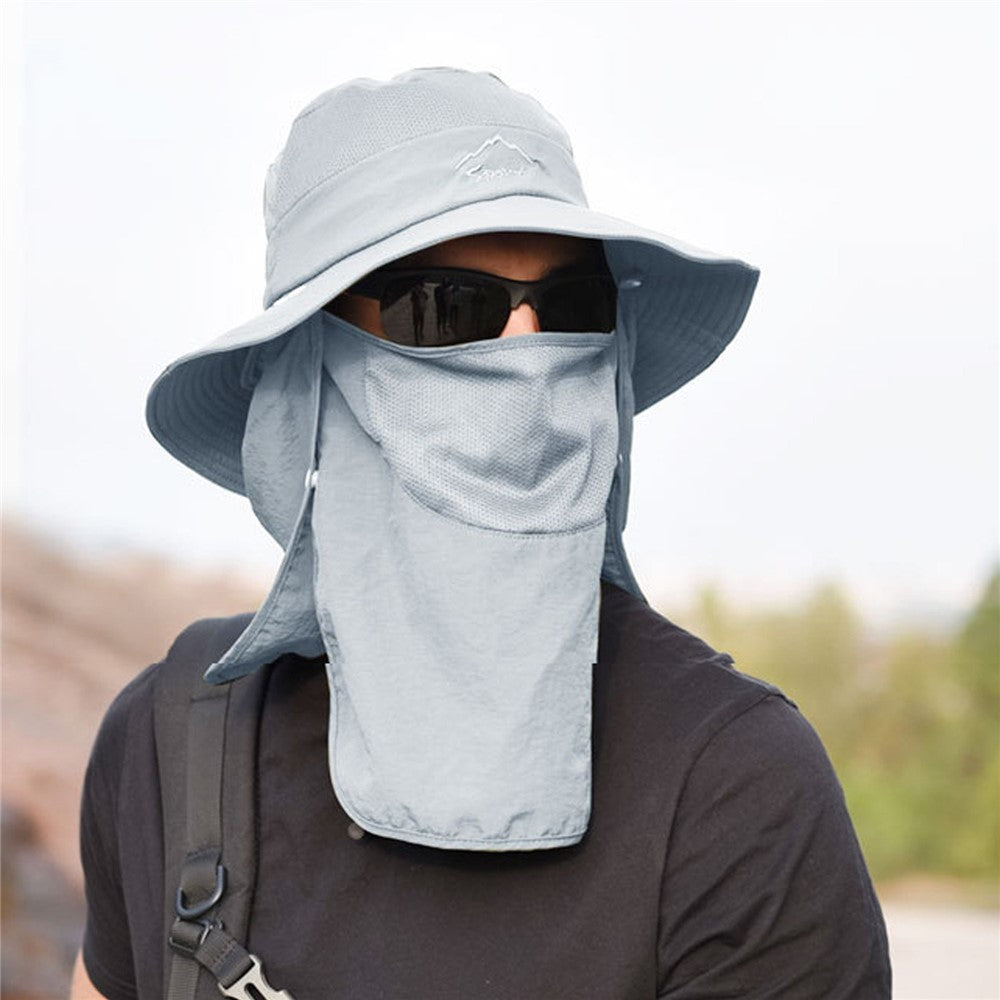 Fishing Hat Sun Cap with Removable Face Cover Neck Flap Outdoor UV Sun Protection Wide Brim Hat