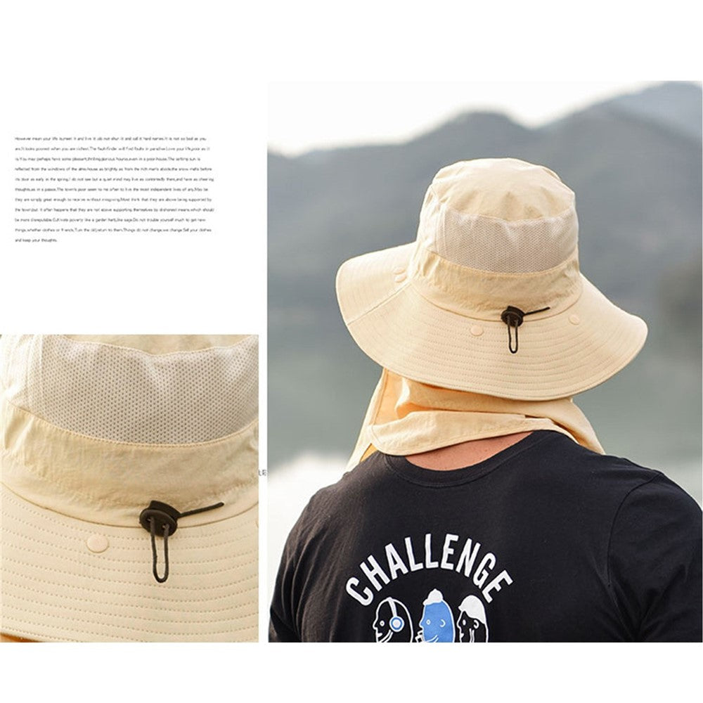 Fishing Hat Sun Cap with Removable Face Cover Neck Flap Outdoor UV Sun Protection Wide Brim Hat