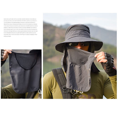 Fishing Hat Sun Cap with Removable Face Cover Neck Flap Outdoor UV Sun Protection Wide Brim Hat