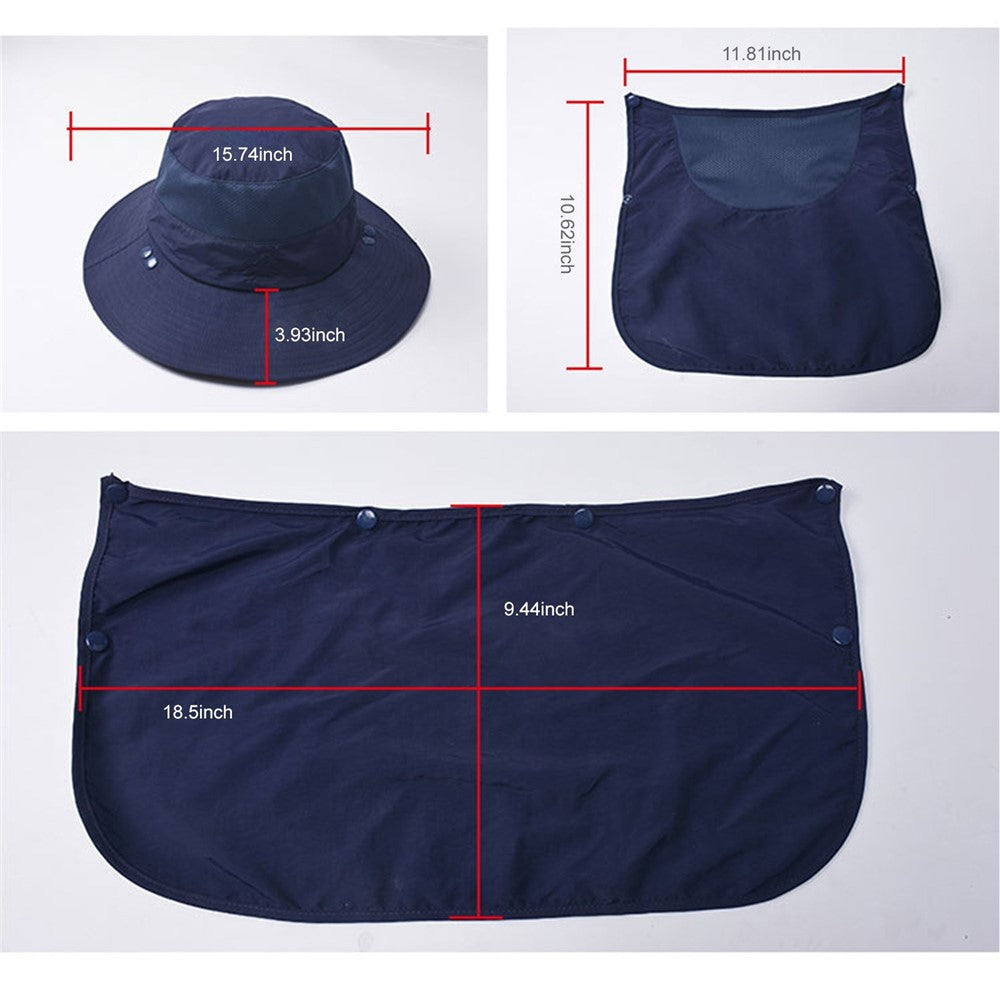 Fishing Hat Sun Cap with Removable Face Cover Neck Flap Outdoor UV Sun Protection Wide Brim Hat