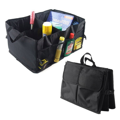 Foldable Portable Car Trunk Storage Bag Multi Compartments Large Capacity Oxford Cloth Storage Case Organizer for Camping Outing Traveling