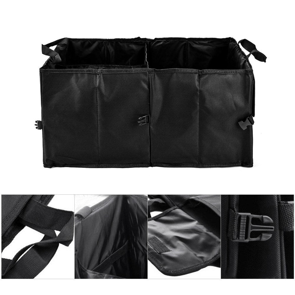 Foldable Portable Car Trunk Storage Bag Multi Compartments Large Capacity Oxford Cloth Storage Case Organizer for Camping Outing Traveling