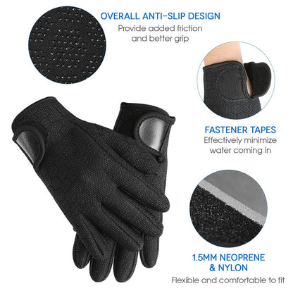 1.5mm Neoprene Diving Gloves Women Men Anti-slip Snorkeling Gloves for Swimming Surfing Sailing Kayaking