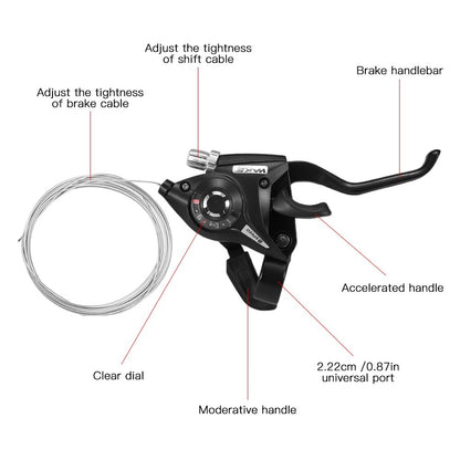 2pcs Bicycle Speed Shifter Brake Shifter 21 Speed Bike Gear Shifter Brake Lever Combo for Moutain Bike MTB BMX Fixie Gear Cycling