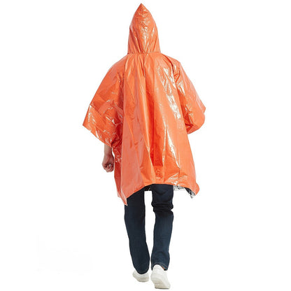Emergency Survival Life Poncho Waterproof Camping Gear Outdoor Blanket Reusable Thermal Poncho Raincoat with Sleeping Bag