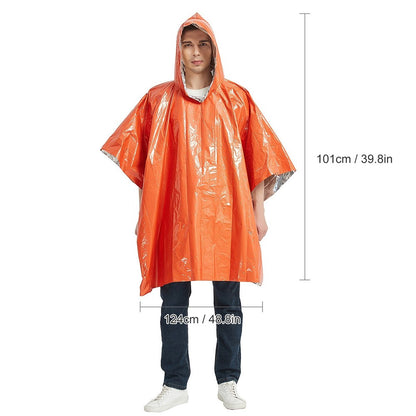 Emergency Survival Life Poncho Waterproof Camping Gear Outdoor Blanket Reusable Thermal Poncho Raincoat with Sleeping Bag