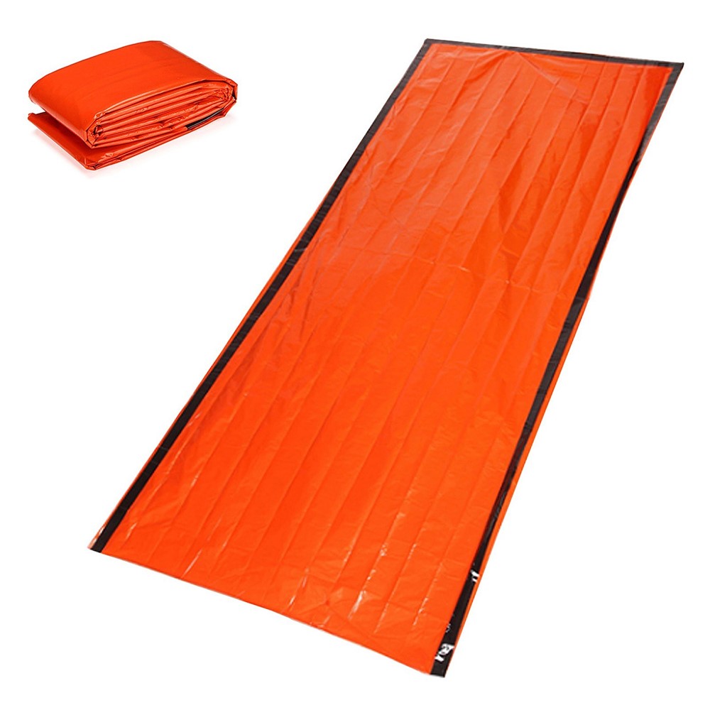 Emergency Survival Life Poncho Waterproof Camping Gear Outdoor Blanket Reusable Thermal Poncho Raincoat with Sleeping Bag