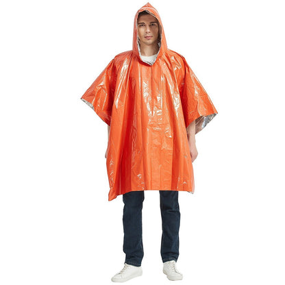 Emergency Survival Life Poncho Waterproof Camping Gear Outdoor Blanket Reusable Thermal Poncho Raincoat with Sleeping Bag