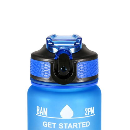 1L Sports Water Bottle with Time Marker Water Jug Leak proof Drinking Kettle for Office School Camping (without FDA Certificate, BPA Free)