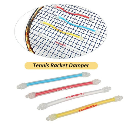POWERTI 4Pcs/Set Tennis Racket Damper Silicone Strips Tennis Bat Vibration Absorbing Shock Reducing Anti-slip Strips