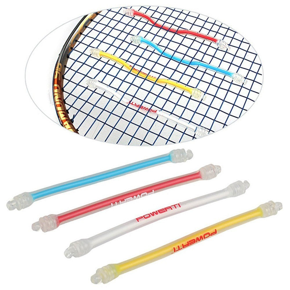POWERTI 4Pcs/Set Tennis Racket Damper Silicone Strips Tennis Bat Vibration Absorbing Shock Reducing Anti-slip Strips