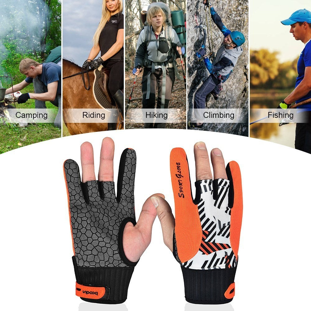 BOODUN 1 Pair Anti-Skid Bowling Gloves Comfortable Bowling Accessories Semi-Finger Instruments Sports Gloves